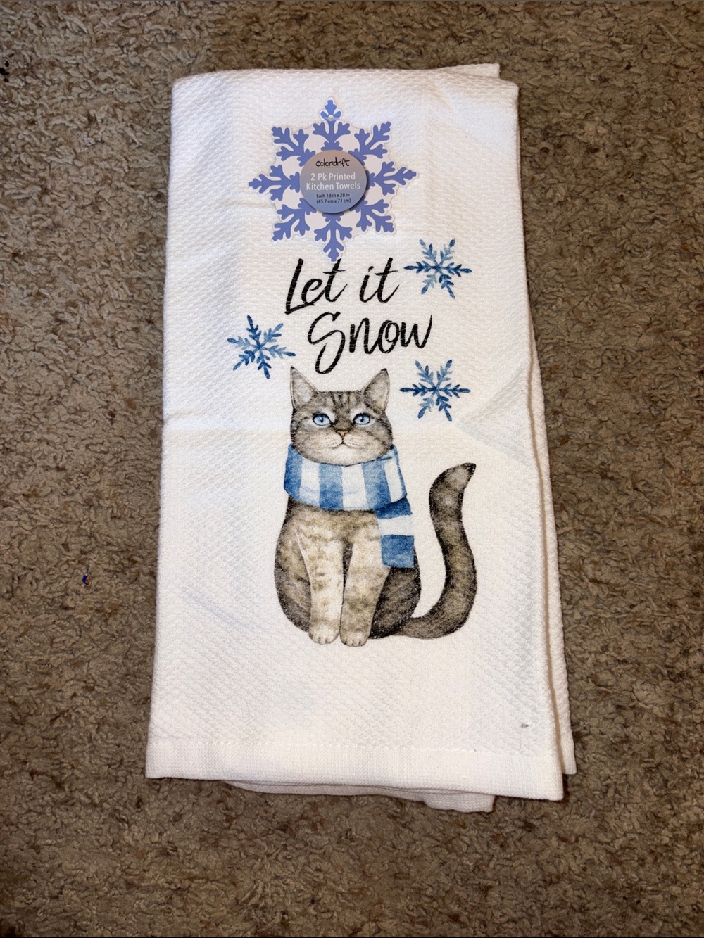 NWT 2-Pack Cat Christmas/Winter Kitchen Towels